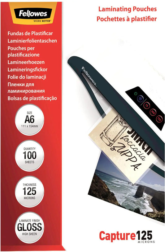 FELLOWES Laminiertasche A6 5307201 glanz, 125my 100 Stk Idealshop