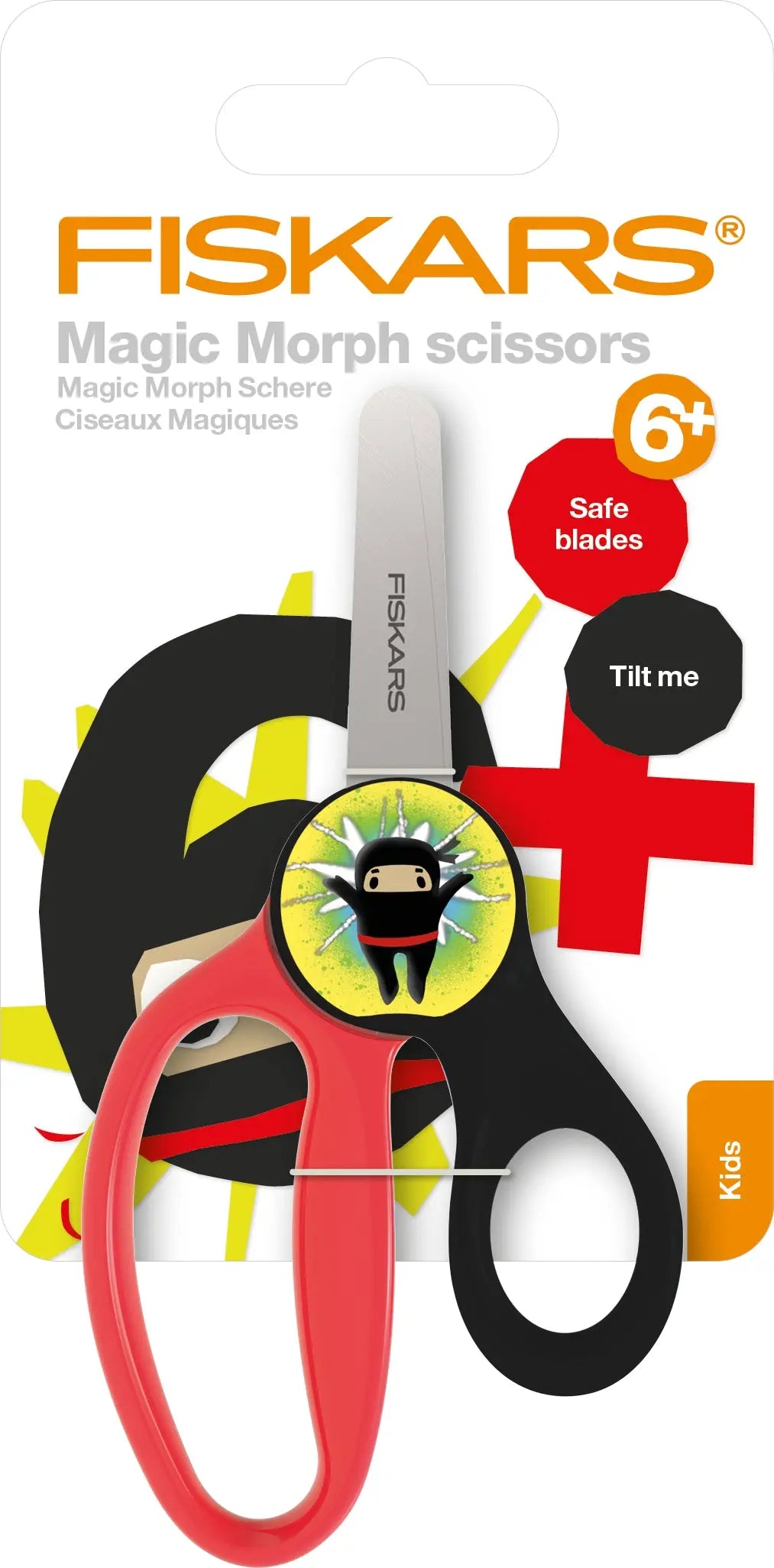 FISKARS Kinderschere Ninja 13cm 1064075 rot/schwarz, Rechtshänder Idealshop