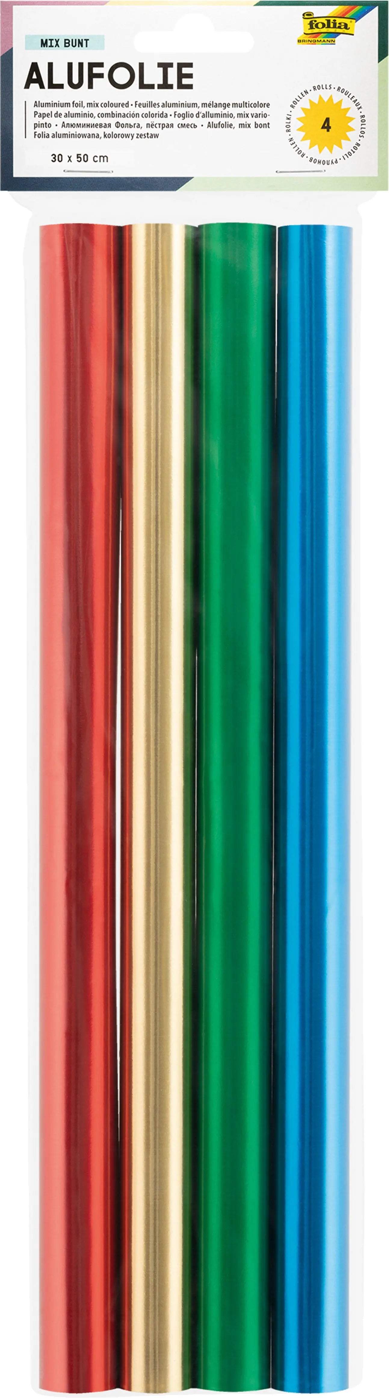FOLIA Alufolie 30x50cm 404 assortiert 4 Rollen Idealshop