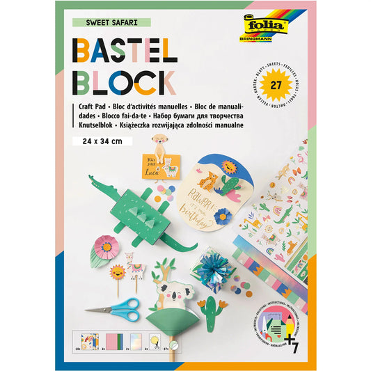FOLIA Bastelblock Folia 49101 sweet Safari inkl. Anleitung Idealshop