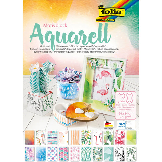 FOLIA Motivblock 48749 Aquarell, 20 Blatt Idealshop