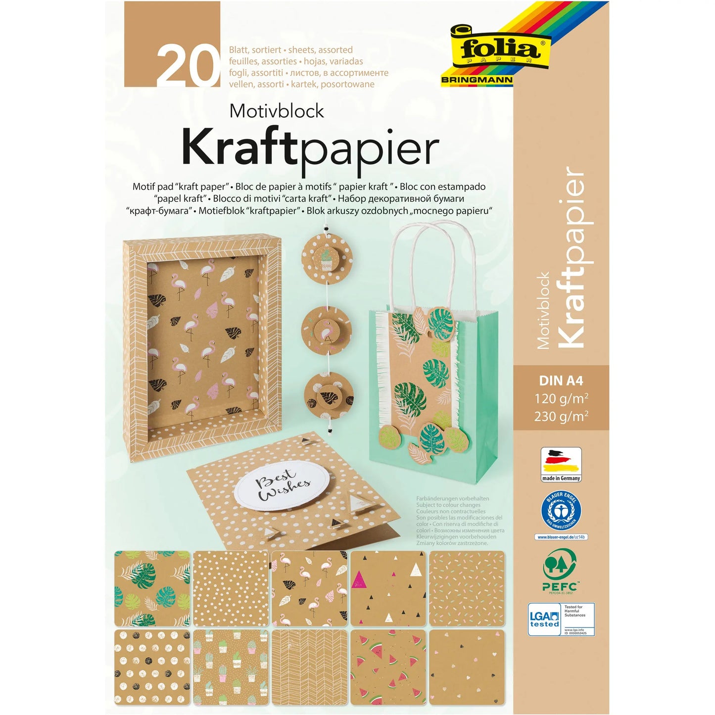 FOLIA Motivblock 48798 Kraftpapier, Kraftkarton Idealshop
