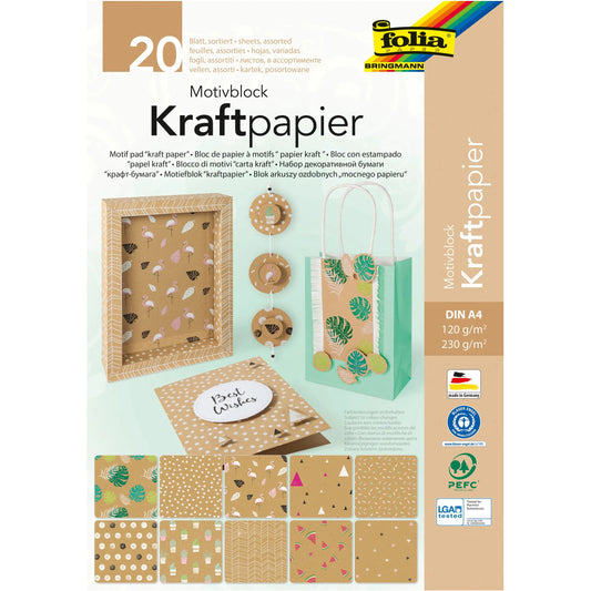 FOLIA Motivblock 48798 Kraftpapier, Kraftkarton Idealshop