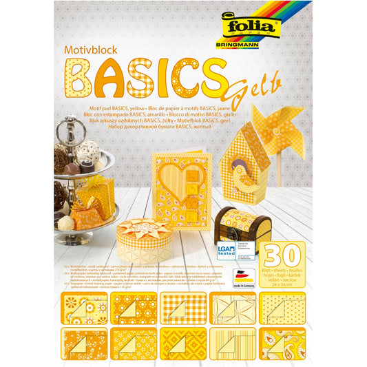 FOLIA Motivblock Basic 46149 gelb, 30 Blatt Idealshop