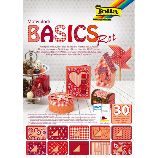 FOLIA Motivblock Basic 46249 rot, 30 Blatt Idealshop