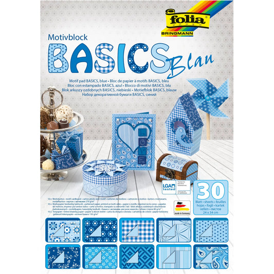 FOLIA Motivblock Basic 46449 blau, 30 Blatt Idealshop