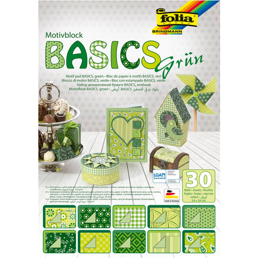 FOLIA Motivblock Basic 46549 grün, 30 Blatt Idealshop