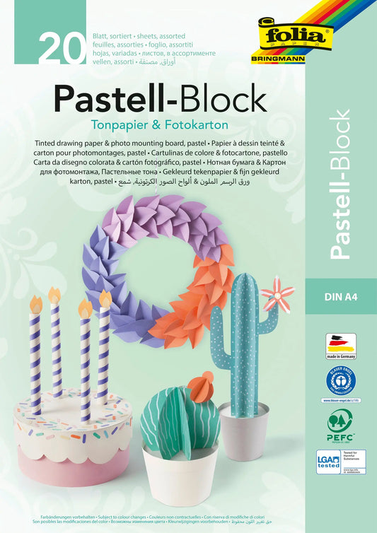 FOLIA SE Kombi-Block A4 678 pastell, 20 Blatt ass. Idealshop