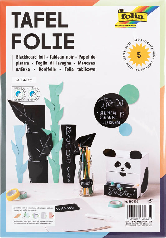 FOLIA Tafelfolie 135my 5 Blatt 390490 schwarz, selbstklebend 5 Stück Idealshop