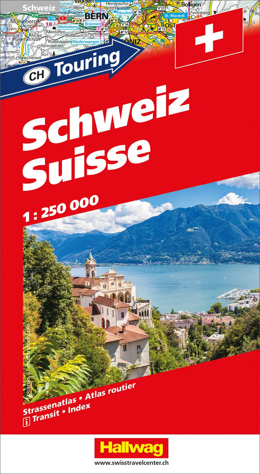 HALLWAG Strassenatlas 13x24cm 382830048 CH-Touring Schweiz 1:250'000 Idealshop