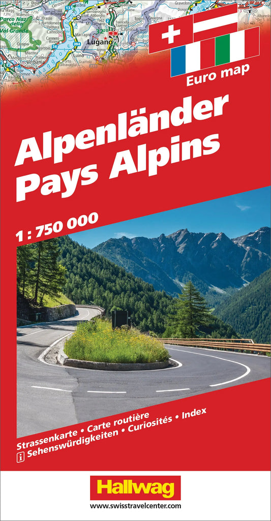 HALLWAG Strassenkarte 3-8283-1060- Alpenländer 1:750'000 Idealshop