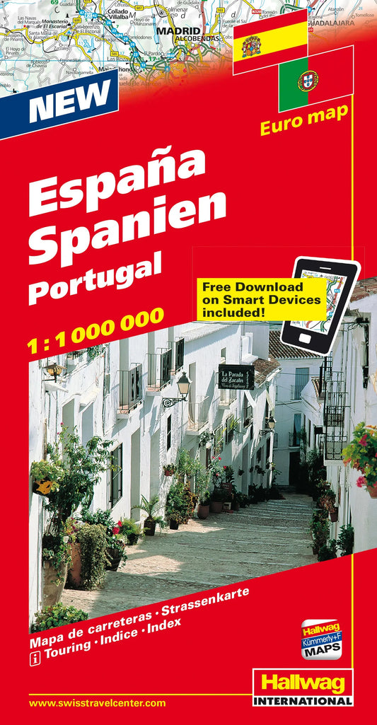 HALLWAG Strassenkarte 3-8283-1080- Spanien-Portugal 1:1 Mio. Idealshop