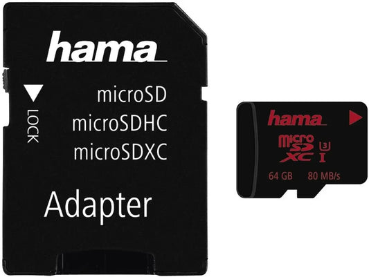 HAMA microSDXC 64GB UHS Speed 123982 Class 3 UHS-I 80MB/s, Adapter Idealshop