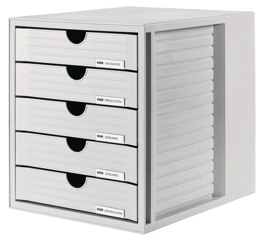 HAN Schubladenbox Systembox 24.30 lichtgrau 5 Fächer Idealshop