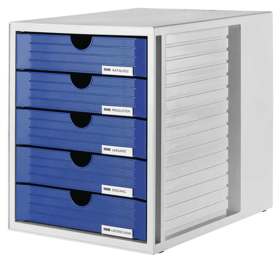 HAN Schubladenbox Systembox 24.30 lichtgrau/blau 5 Fächer Idealshop