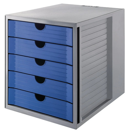 HAN Schubladenbox Systembox A4 24.30 blau öko 5 Fächer Idealshop