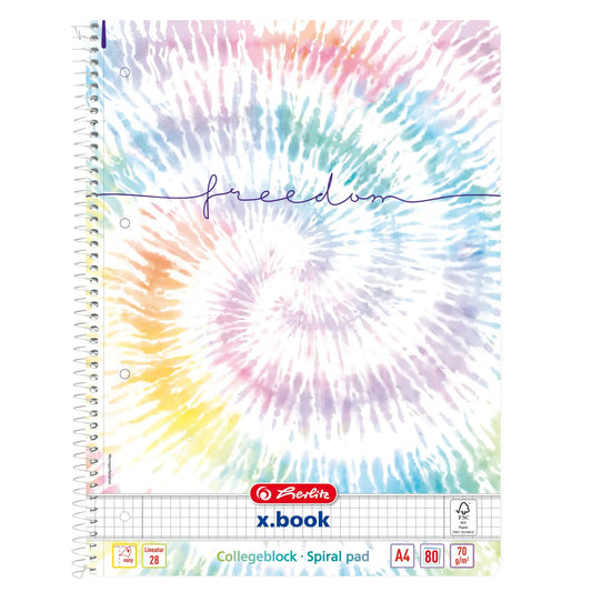 HERLITZ Spiralblock A4, 70 g/m2 50044115 New Batik Freedom kariert 5mm Idealshop