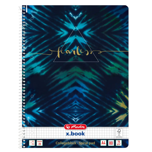 HERLITZ Spiralblock A4, 70 g/m2 50044153 New Batik Fearless kariert 5mm Idealshop