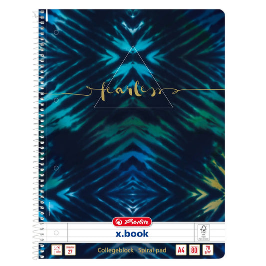 HERLITZ Spiralblock A4, 70 g/m2 50044160 New Batik Fearless liniert 9mm Idealshop