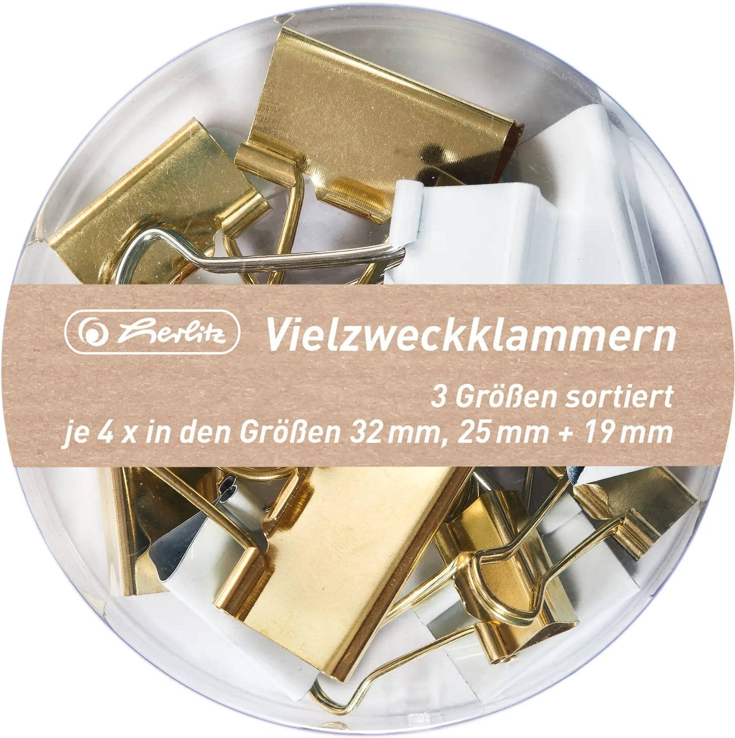 HERLITZ Vielzweckklammern weiss/gold 50021840 Pure Glam 3 Grössen, 3x4 Stück Idealshop