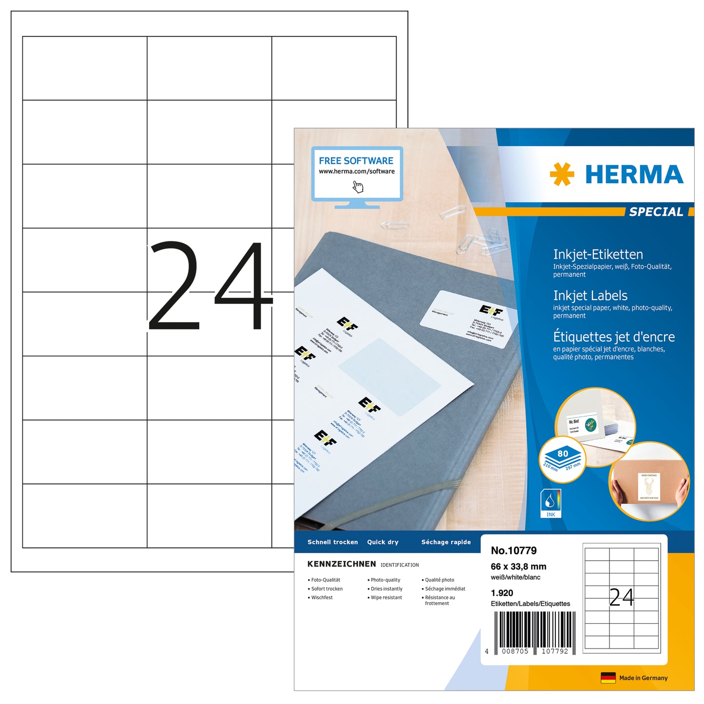 HERMA     Etiketten Inkjet     66x33.8mm