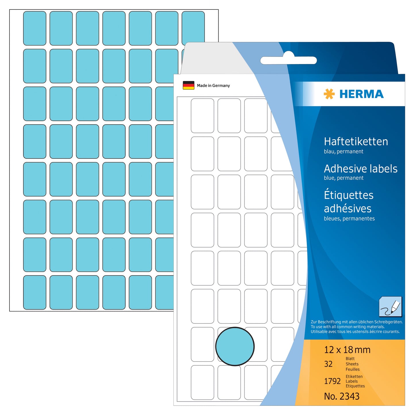 HERMA Etiketten 12×18mm 2343 blau 1792 Stück Idealshop