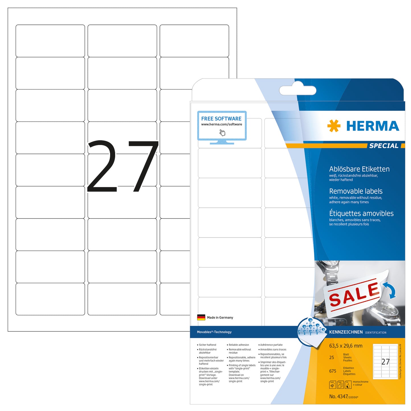 HERMA     Etiketten Movables 63,5x29,6mm