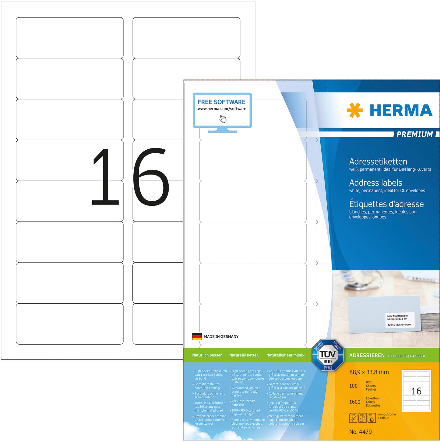 HERMA     Etiketten Premium  88,9×33,8mm