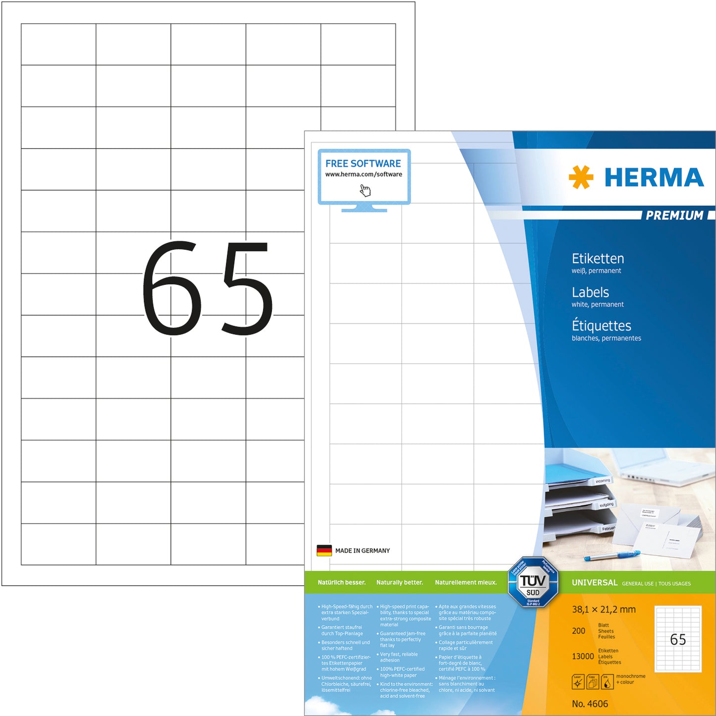 HERMA     Universal-Etikett. 38,1x21,2mm