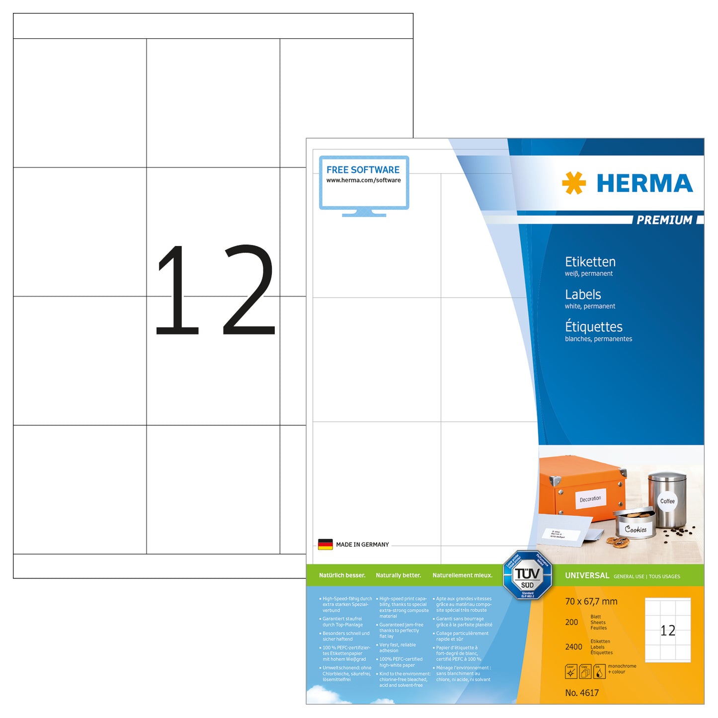 HERMA     Etiketten Premium    70×67,7mm