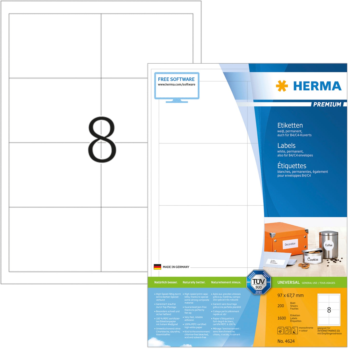 HERMA     Etiketten Premium  96,5×67,7mm