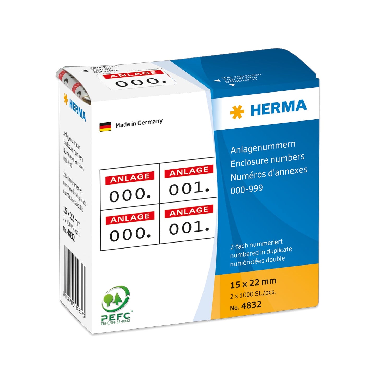 HERMA Anlage-Nummern 22x15mm 4832 rot/schwarz, 0-999 Idealshop