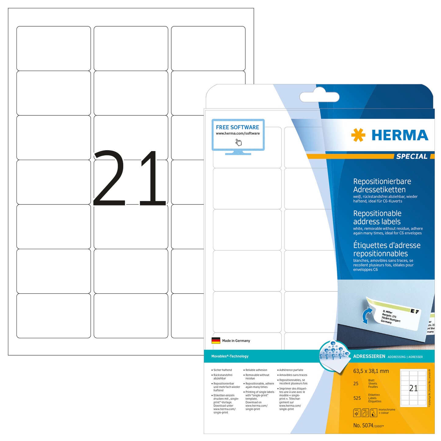 HERMA     Etiketten Movables 63,5x38,1mm