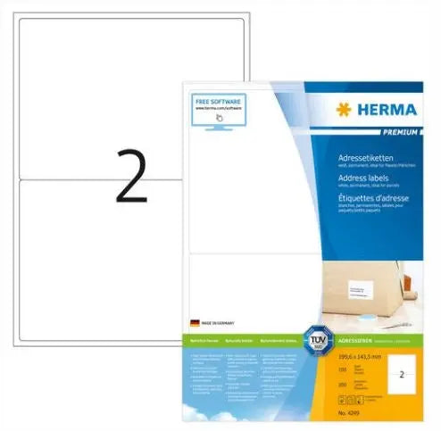 HERMA Adressetiketten 199.6x143.5mm 4249 Premium ws, matt 200St./100Bl. Idealshop