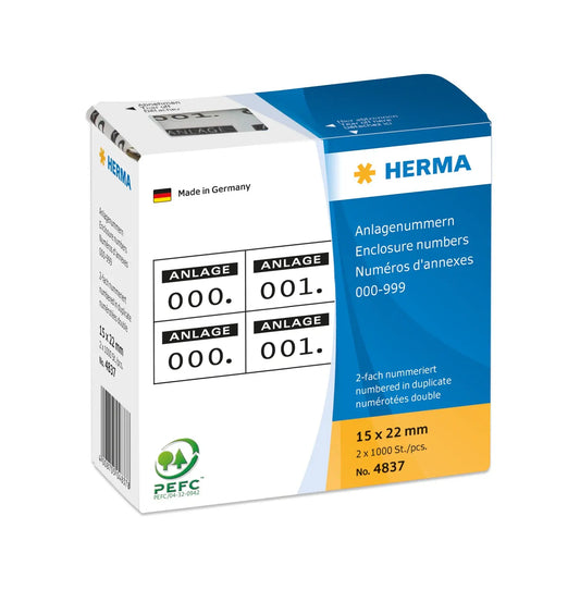 HERMA Anlage-Nummern 22x15mm 4837 schwarz/schwarz, 0-999 Idealshop