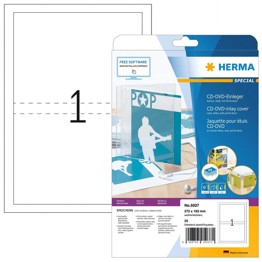 HERMA DVD-Einleger 273x183mm 5037 25 Stück Idealshop
