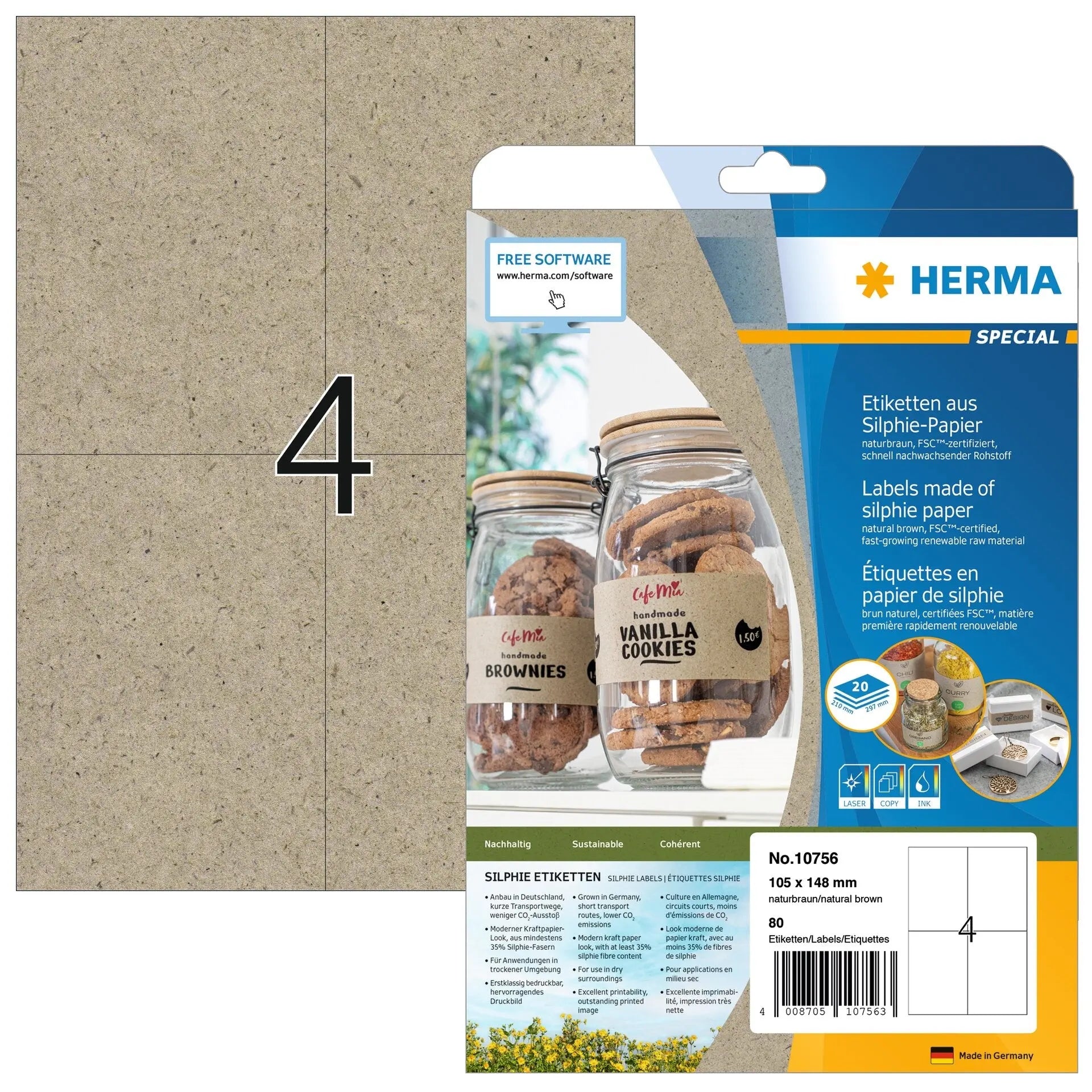 HERMA Etiketten 105 x 148 mm 10756 aus Silphie-Papier 80 Stück Idealshop