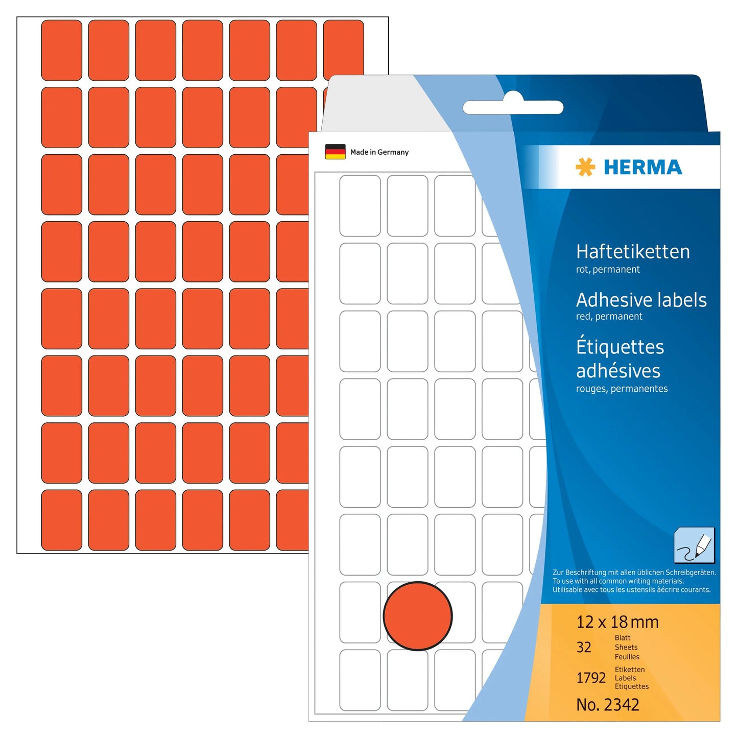 HERMA Etiketten 12×18mm 2342 rot 1792 Stück Idealshop