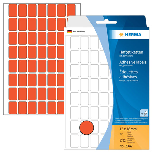 HERMA Etiketten 12×18mm 2342 rot 1792 Stück Idealshop