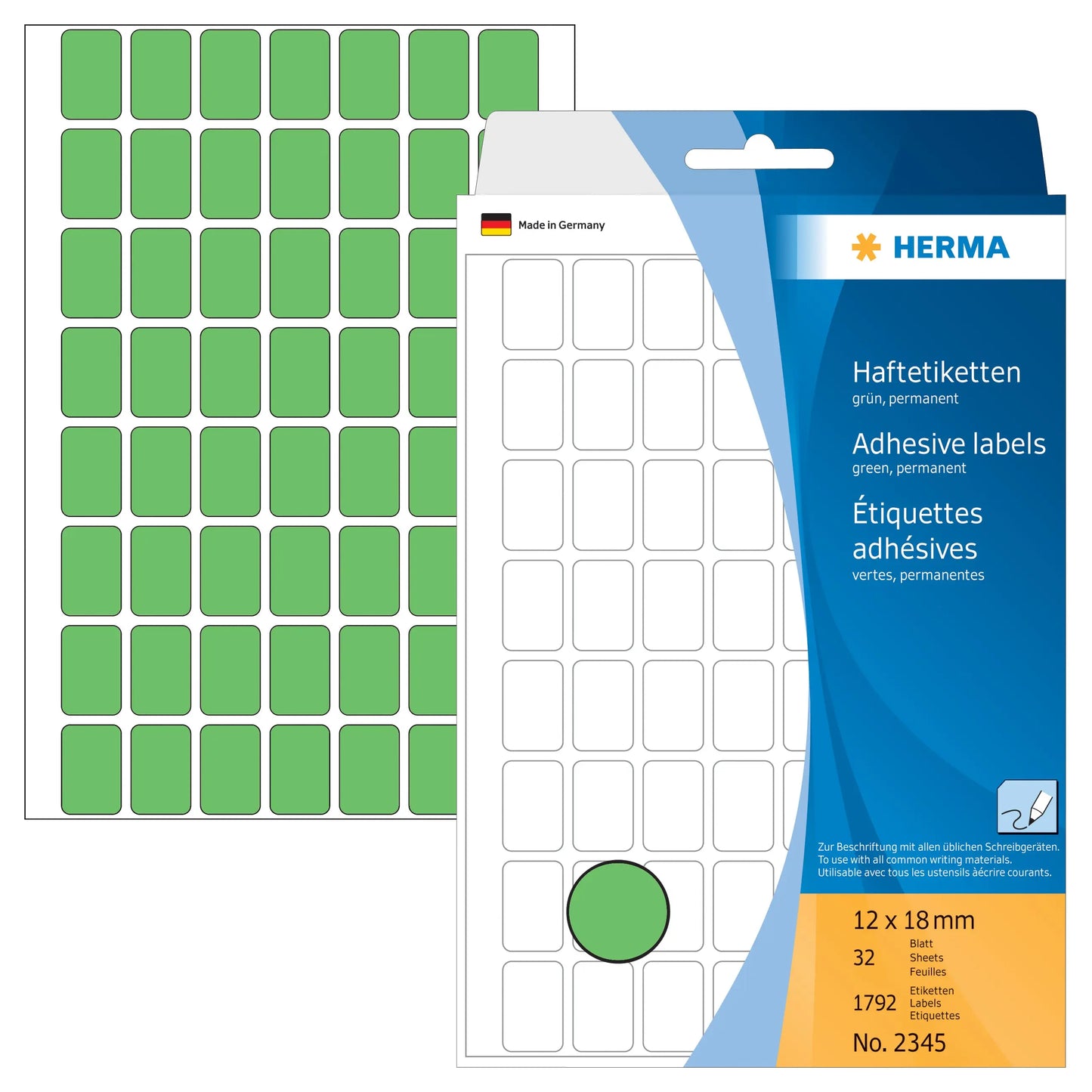 HERMA Etiketten 12×18mm 2345 grün 1792 Stück Idealshop