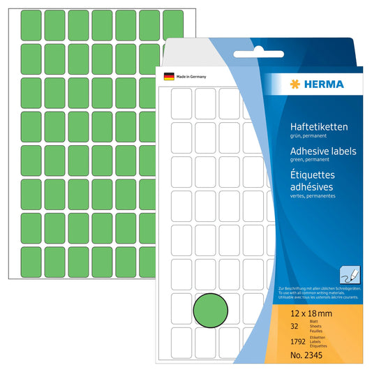 HERMA Etiketten 12×18mm 2345 grün 1792 Stück Idealshop