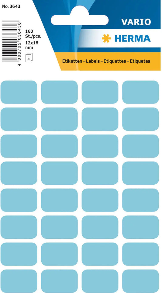 HERMA Etiketten 12×18mm 3643 blau 160 Stück Idealshop