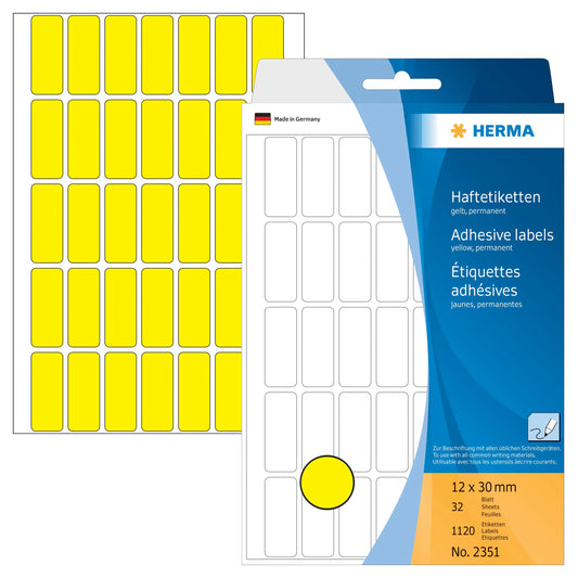 HERMA Etiketten 12×30mm 2351 gelb 1120 Stück Idealshop