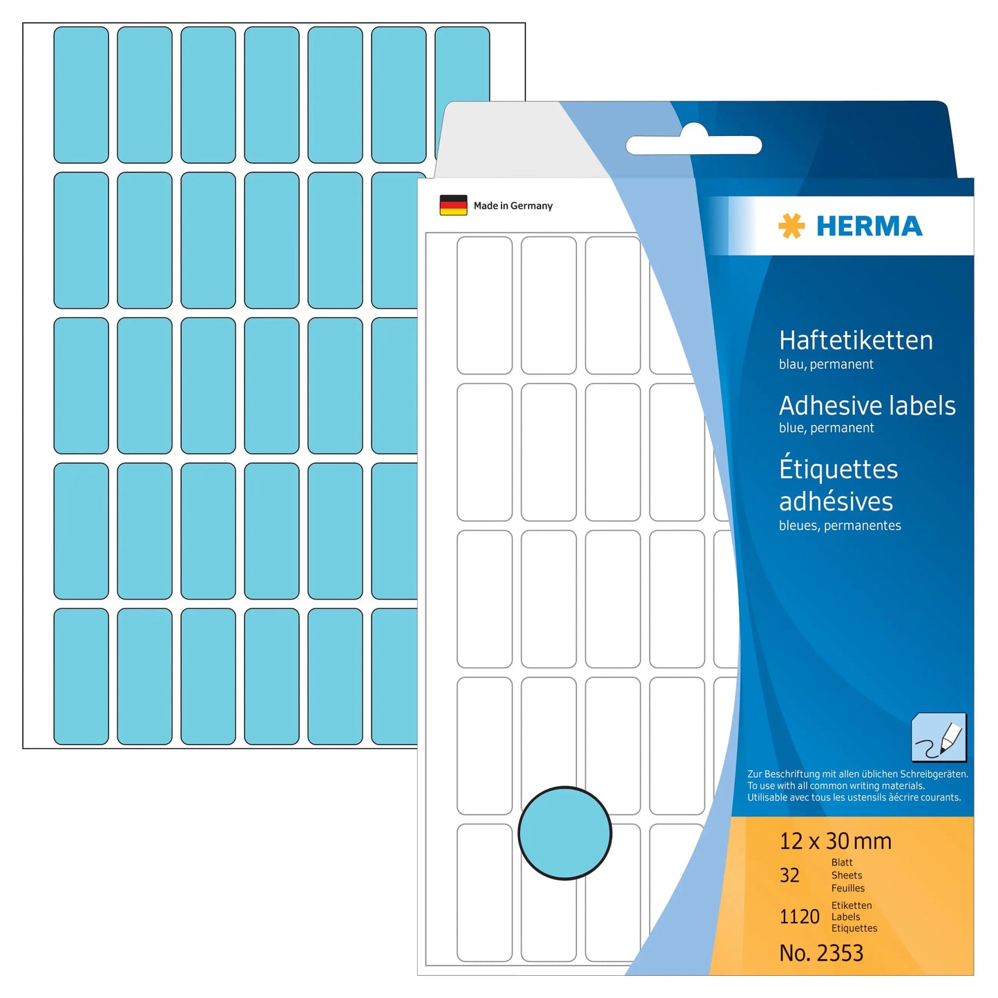 HERMA Etiketten 12×30mm 2353 blau 1120 Stück Idealshop