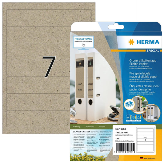 HERMA Etiketten 192,0 x 38,0 mm 10759 aus Silphie-Papier 140 Stück Idealshop