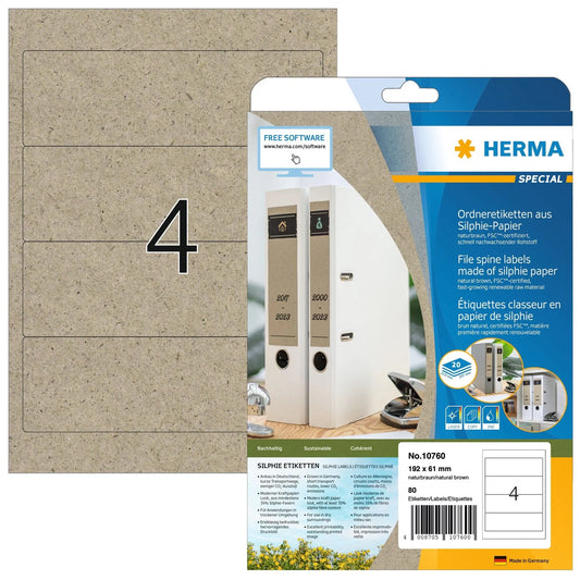 HERMA Etiketten 192,0 x 61,0 mm 10760 aus Silphie-Papier 80 Stück Idealshop