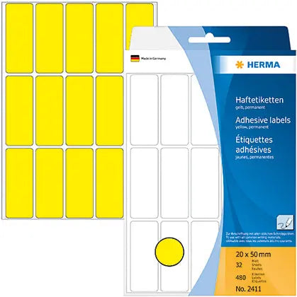 HERMA Etiketten 20×50mm 2411 gelb 480 Stück Idealshop
