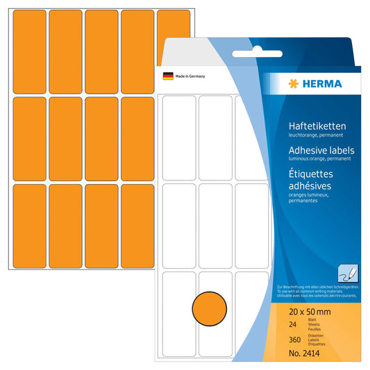 HERMA Etiketten 20×50mm 2414 orange 360 Stück Idealshop