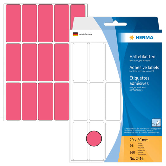HERMA Etiketten 20×50mm 2416 rot 360 Stück Idealshop