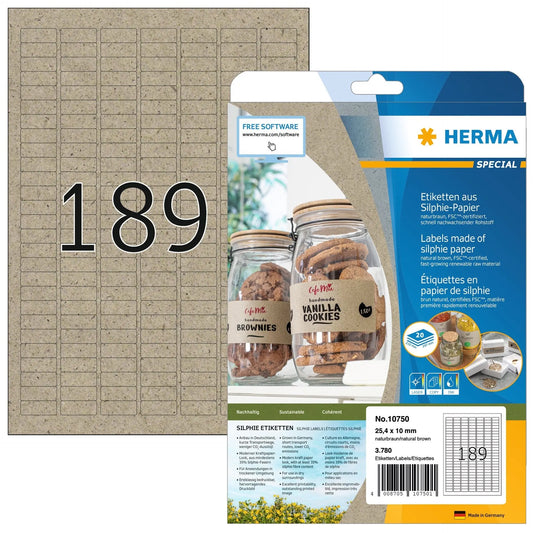 HERMA Etiketten 25,4 x 10 mm 10750 aus Silphie-Papier 3780 Stück Idealshop